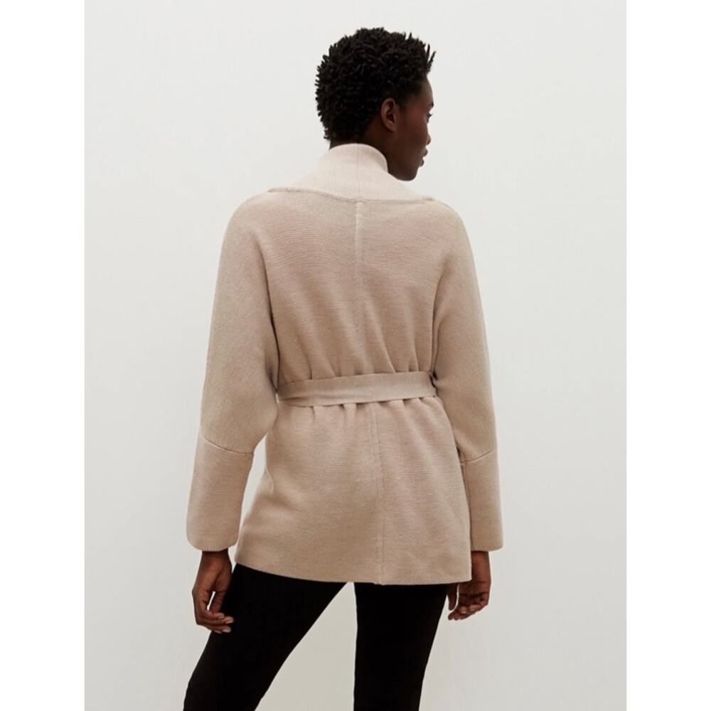M.M.Lafleur The Morandi Sweater Merino Wool Cardigan Belted Almond M/L - Picture 10 of 13